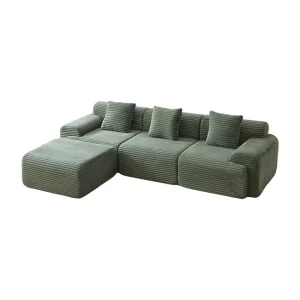 Chaise Lounge Modular Sofa 32D Sponge Corduroy 3 seater Compressed Sofa Small Living Rooms