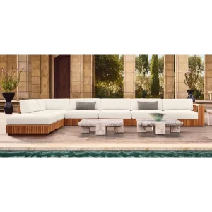 Chaise Lounge Ottoman Style Swimming Pool Summer Leisure Modular Teak Furniture Modern Patio Sofa Set