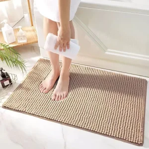 Chenille Microfiber Anti-Slip Absorbent Machine-Washable Bath Mat