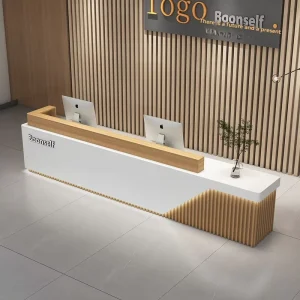 Chinese-Style Wooden Reception Desk for Hotels Companies Beauty Salons Office Buildings and Malls