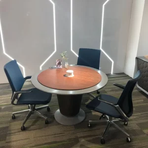 Circular Office Negotiation Table with Automatic Lifting and Charging Port