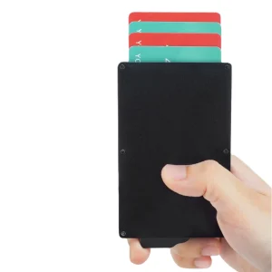 Classic Black Slim Aluminum Popup Wallet Custom Business Card Holder Case with RFID Blocking Feature Men’s Cardholder Wallets