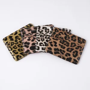 Classic Name Card Holder Custom logo Leopard PU Leather Card case Wallet Slim Business Bank ID Credit Card Holder for Men Women