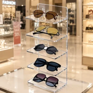 Clear 5-Layer Acrylic Portable Standing Sunglasses Display Rack for Retail Stores