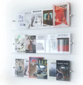 Clear Acrylic 3-Tier Wall-Mount Brochure Holder Magazine Rack and Literature Storage Rack