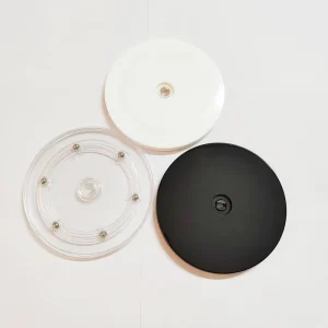 Clear Acrylic 360° Ball-Bearing Rotating Display Turntable with Black or White Top Plates