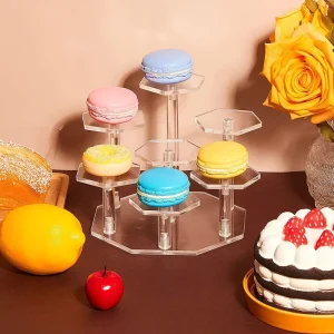 Clear Acrylic 4-Position Countertop Display Rack for Food Juice and Cake