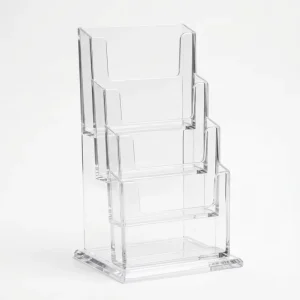Clear Acrylic 4-Tier Brochure Holder Desktop Tabletop or Wall-Mount A4 A5 Literature Organizer