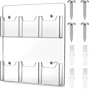 Clear Acrylic Brochure Holder Business Three Fold Brochure Multi Rack Wall Mount Pocket Space Saver for Flyer Literature Menu