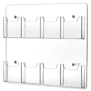 Clear Acrylic Brochure Holder Display Stand Business Card Rack Wall-Mount Pocket for Literature Menu and Documents