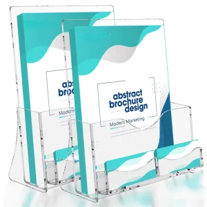 Clear Acrylic Brochure Stand Rack with Business Card Holder
