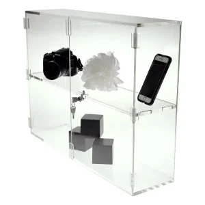 Clear Acrylic Countertop Display Rack with Organizational Shelf