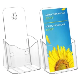 Clear Acrylic Desktop Brochure Flyer Magazine Rack Tabletop Sign Holder for Office Retail Store Home