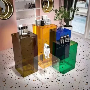 Clear Acrylic Floor-Standing Display Cabinet with Shoe and Bag Display Stand