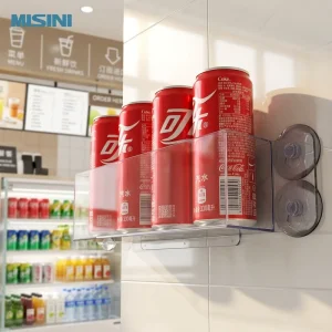 Clear Acrylic Refrigerator Door Beverage Rack with Suction Cup