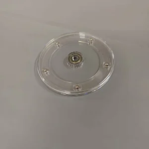 Clear Acrylic Rotating Display Turntable with Ball Bearing, 360° Swivel Platform, Black and White Top Plates