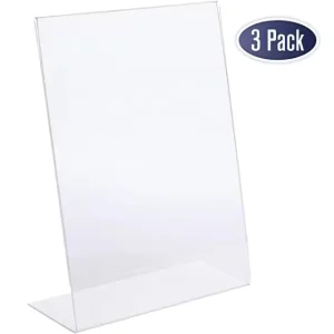 Clear Acrylic Slant Sign Holder 8.5*11″ L Shaped Display Stand for Brochures Home Office or Restaurant