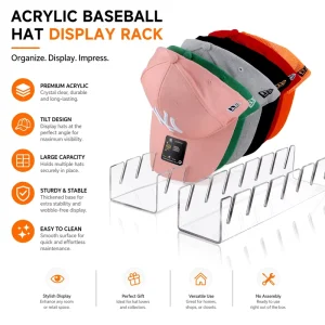 Clear Acrylic Tilt-Design Baseball Hat Display Rack