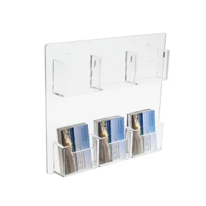 Clear Acrylic Wall-Mount Business Menu Brochure and Magazine Organizer