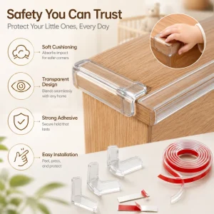 Clear Baby Proofing Corner Protector Strip Custom Length Table Edge Guard Safety Soft Self Adhesive Edge Corner Guard Set