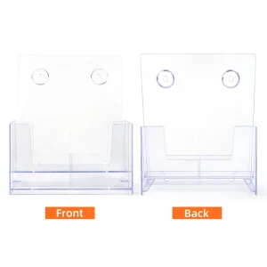 Clear Flyer Holder for Wall Mount Countertop 2-Tier Brochure Display Stand With Removable Divider for 4 X 9 in Trifold Pamphlets