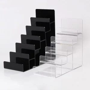 Clear Freestanding Multi-Layer Acrylic Display Rack and Riser for Figures, Wallets, and Sunglasses