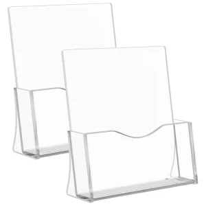 Clear Polished Acrylic Pamphlet Display Stand and Desktop Brochure Rack
