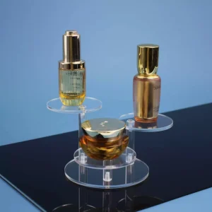 Clear Round Acrylic Desktop Display Stand for Cosmetics, Jewelry, and Figurines