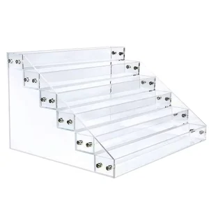 Clear Tabletop Stepped Acrylic Nail Polish Display Stand Counter Perfume Cosmetics Display Rack Holder