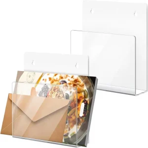 Clear Wall Mount Acrylic Magazine File Holder Single Pocket Document Brochure Organizer for Office Home Mail Paper Storage Rack