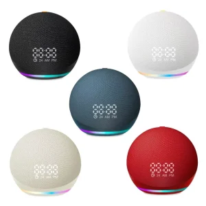 Clock Bluetooth Speaker Plastic Mini Speaker with Heavy Bass RGB LED Desktop Portable Speaker