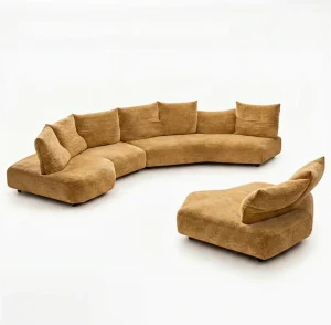 Cloud Lazy Curved Minimalist Modular Sofa Set Soft Chenille Fabric Free Splicing Combination Sectional Couch for Hotel Villa Use