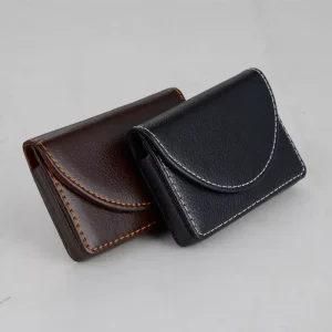 Coffee Colored Business Card Case PU Leather Business Card Holder Name Card Wallet for Exhibition Card
