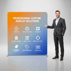 Collapsible Aluminum Alloy Tension Fabric Backdrop Stand with Custom Stretch Fabric Banner