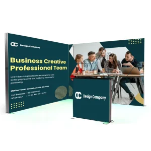 Collapsible Aluminum Exhibition Stand with Tension Fabric Stretch Display, 3×2 or 3×3 Meter Light Box Booth