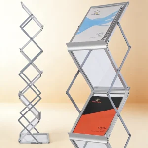 Commercial Brochure Holder A4 5 Tier Foldable Aluminum Rack for Product Catalogs