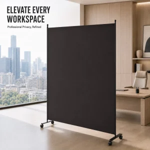 Commercial Grade 180x180cm Room Divider Mobile Office Screen With Wheels Portable Polyester Fabric Partition for Open Workspace
