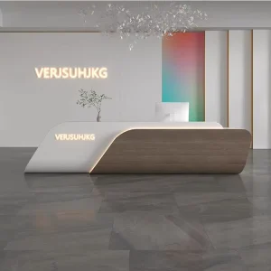 Commercial Reception Desk Counter Yellow Standard Dimension for Office