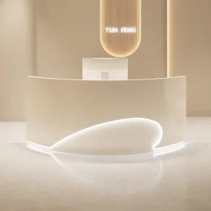Company Reception Counter with LED Lights and Cash Register Front Desk for Clothing Store Hotel Beauty Salon Office