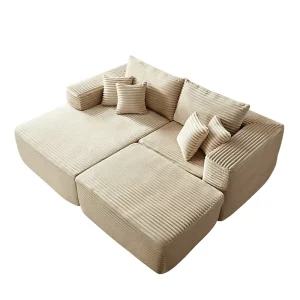 Compressed L-Shape Modular Sofa Bed with Recliner and Ottoman Footrest