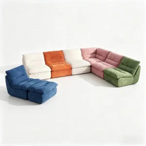 Compressible Frameless Fabric Modular Sofa for Living Room