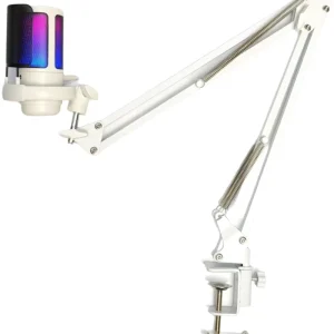Condenser Gaming Microphone Kit with Anti-Collision Net, RGB Lighting and Stand for Computer Recording