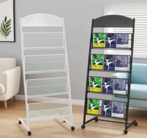 Conference Room Metal Document Display Rack Brochure Magazine Newspaper Stand Bookshelf