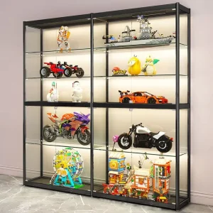 Contemporary Home Glass Showcase Cabinet Large Capacity Transparent Display Rack for Anime Model Collectibles in Living Room