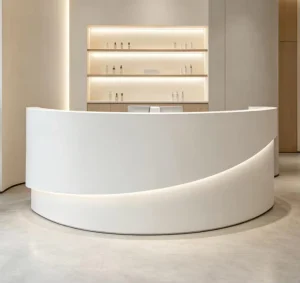 Contemporary LED Lighted Front Desk Modern Office Reception Counter Lighting Minimalist Commercial Reception Table