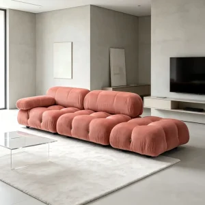 Contemporary Velvet Modular Sectional Sofa Custom Color L Shaped Sectional Living Room Sofa