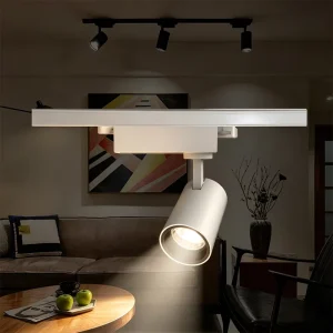 Contemporary White Track Mounted Spotlight Rotatable Anti Glare Lamp for Boutique Gallery Office Commercial Indoor Light