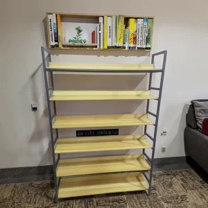 Contemporary Wooden Panel Bookshelf Industrial Metal Display Rack for Bedroom Living Room Office Furniture Factory