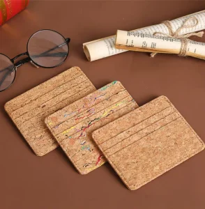 Cork Business Card Holder Natural Cork Bank Card Wallet 7 Slots Custom Logo