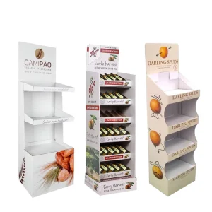 Corrugated Cardboard Pop-Up Retail Rack Floor Display Stand for Drinks, Snacks, Candies, and Seasonings